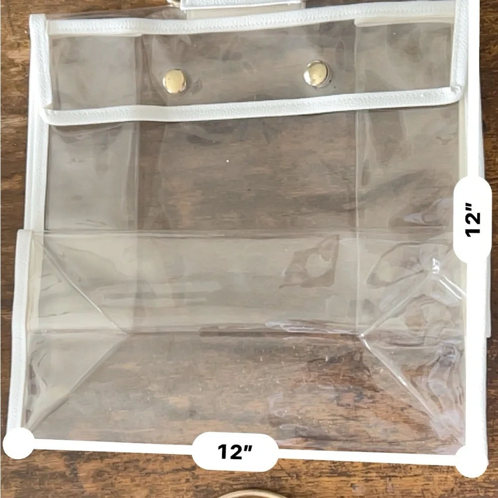 Transparent Bag organizer/Garment Bag with White Trim round gold handle 6pcs
